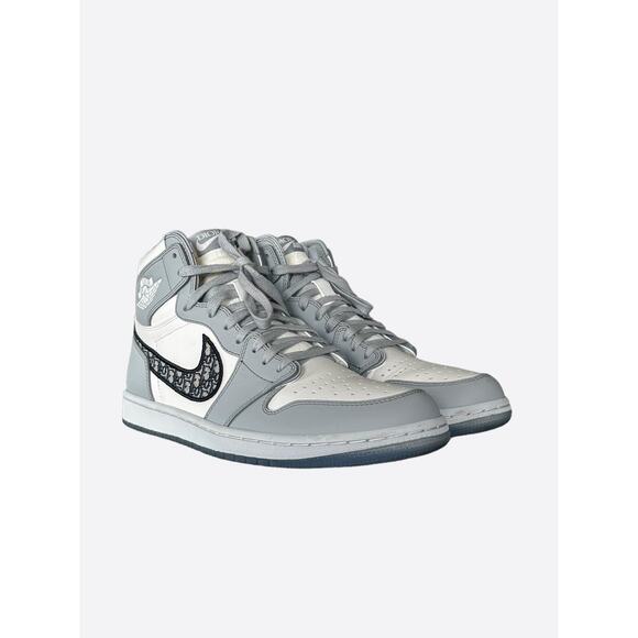 Dior Air Jordan Grey & White Oblique High Top Sneakers - Picture 5 of 10